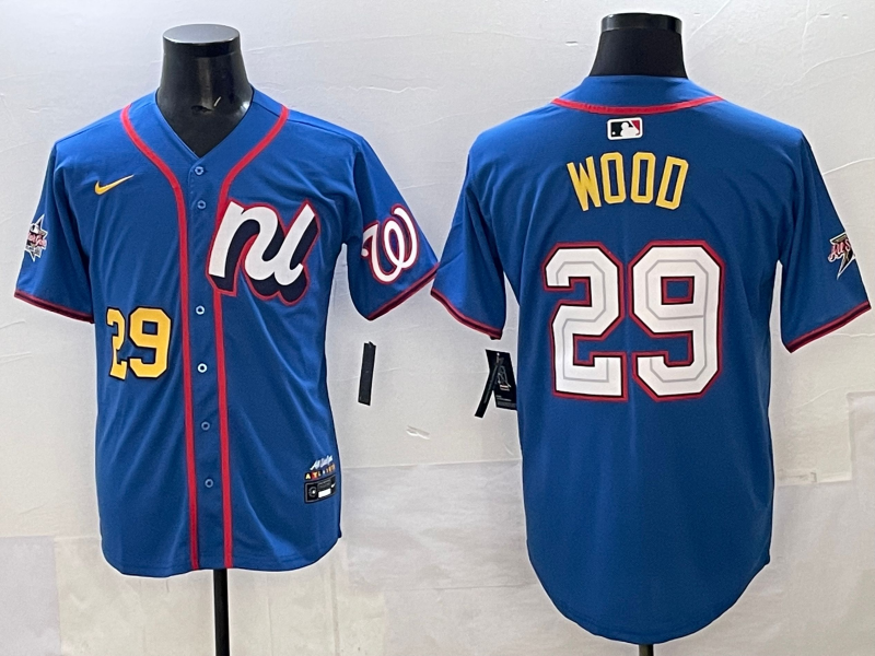 Men 2025 Washington Nationals #29 Wood blue Nike jersey style 4->washington nationals->MLB Jersey